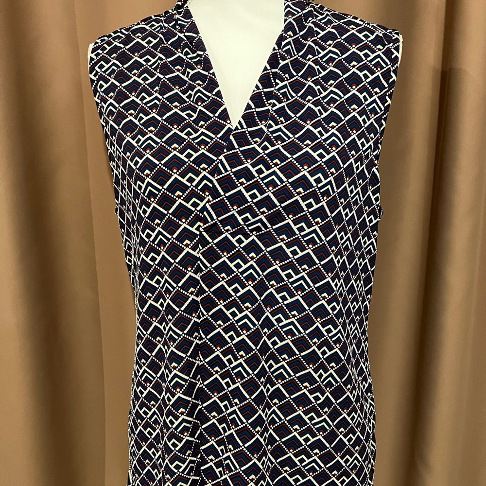 By Design Geometric Navy and White Sleeveless Wrap Top